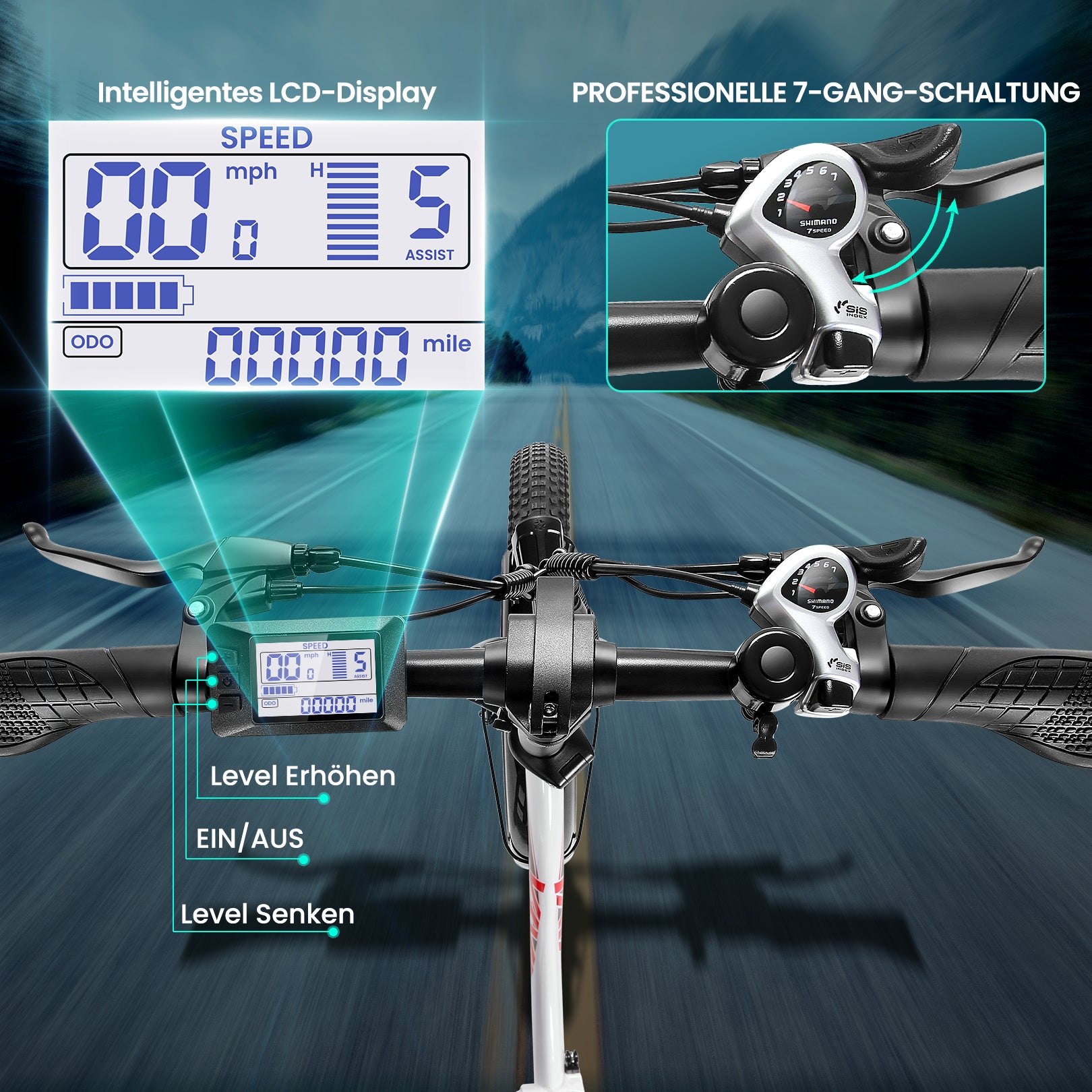 VIVI Bicicletta elettrica per pendolari 3.0" Bicicletta elettrica pieghevole con pneumatici larghi