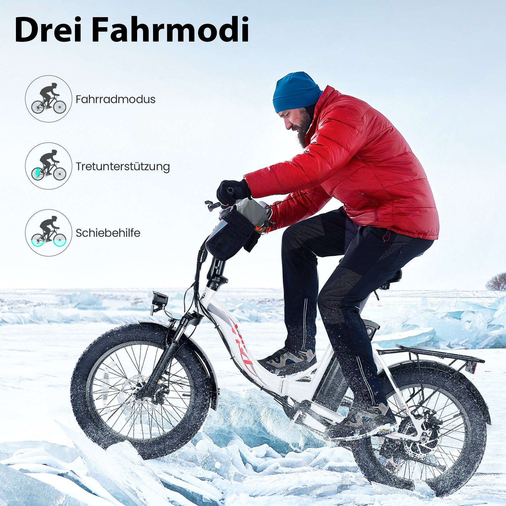 VIVI Bicicletta elettrica per pendolari 3.0" Bicicletta elettrica pieghevole con pneumatici larghi