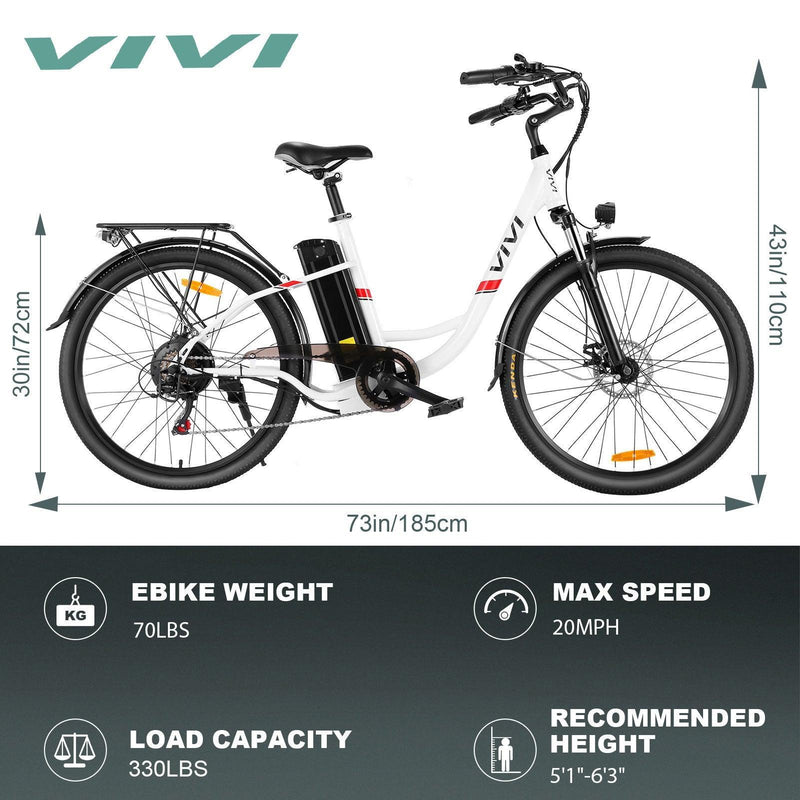 VIVI C26 26 Inch 250W European Electric City Bike City Cruiser Bicycle - Viviebike