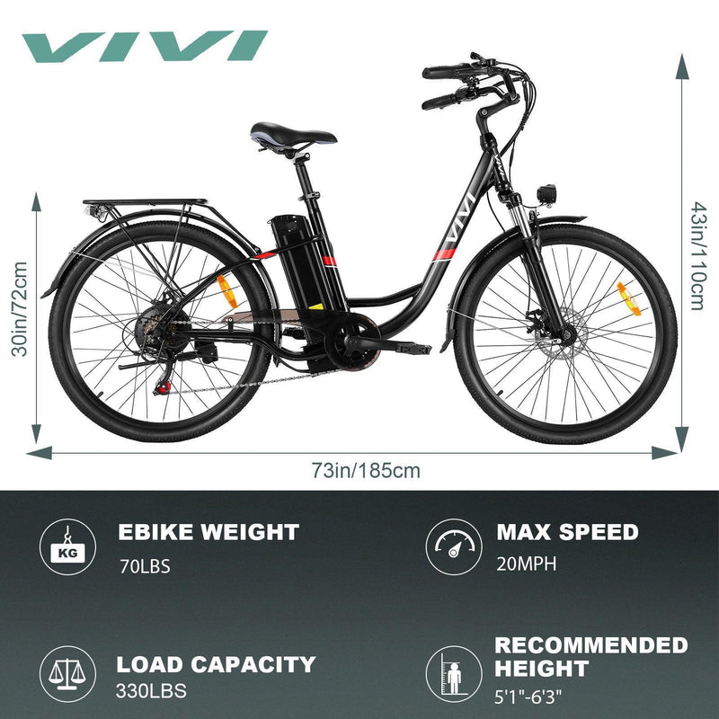 VIVI C26 26 Inch 250W European Electric City Bike City Cruiser Bicycle - Viviebike