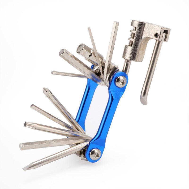 QitinDasen 7 in 1 Strumento Bicicletta, Attrezzo Bici Multifunzione, Attrezzi Riparazione Bicicletta Mini, Multitool Bici Pieghevole e Portatile (Rosso